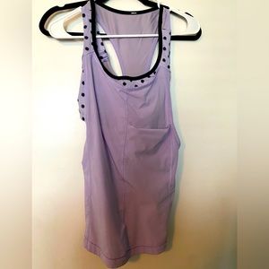 lily lemon purple shirt with built in purple and black pokadot bra
